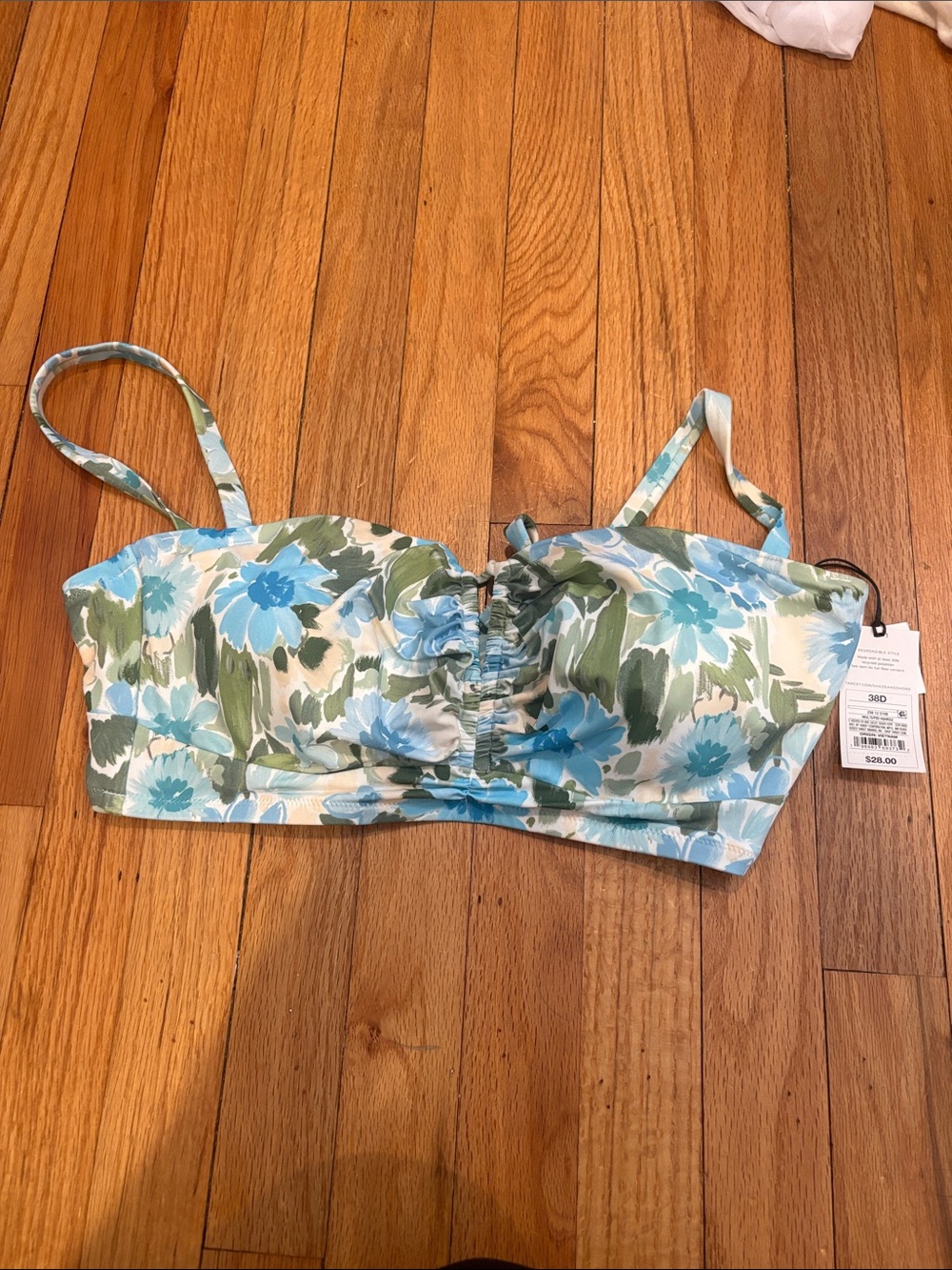Target Floral Bandeau Bikini Top in Blue, Green & White